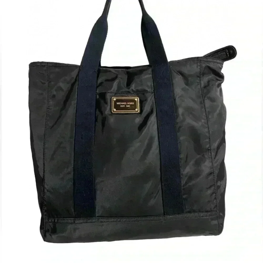Michael kors black nylon hobo handbag